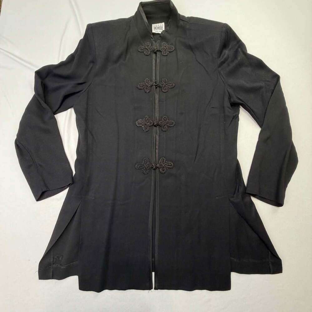 R&M Richards by Karen Kwong Vintage Black Mandarin Collar Tunic Jacket with Frog